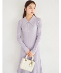 襟＆パール付きケーブル編み×リブニットワンピース tocco closet(トッコクローゼット)※オフィシャルサイト限定