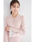レース付きポロニットロングワンピース   tocco closet(トッコクローゼット) ＊スペシャルプライス品につき返品/キャンセル/配送日指定不可/ラッピング不可/少量在庫のセールの為交換は出来かねる場合がございます。