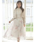 ウエストリボン付きラメシアーフラワープリントフレアスカートtocco closet(トッコクローゼット)《Blossoming Spring 2026》