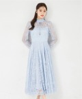 高貴な雰囲気で華やぐリボン付きパネル柄総レースワンピース tocco closet(トッコクローゼット)　《CeremonyStyle》/#54 サックス
