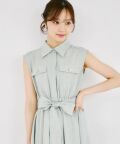 ウエストリボン付きリネンライクシャツワンピース tocco closet(トッコクローゼット) 《Spring Onepiece Collection》