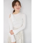 肩リボン付きフレアスリーブリブニットプルオーバー tocco closet(トッコクローゼット) ＊スペシャルプライス品につき返品/キャンセル/配送日指定不可/ラッピング不可/少量在庫のセールの為交換は出来かねる場合がございます。