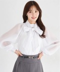 ２ＷＡＹレースボウタイリボン付きシアーブラウス  tocco closet(トッコクローゼット) ＊スペシャルプライス品につき返品/キャンセル/配送日指定不可/ラッピング不可/少量在庫のセールの為交換は出来かねる場合がございます。