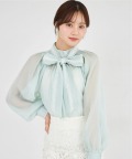 ２ＷＡＹレースボウタイリボン付きシアーブラウス  tocco closet(トッコクローゼット) ＊スペシャルプライス品につき返品/キャンセル/配送日指定不可/ラッピング不可/少量在庫のセールの為交換は出来かねる場合がございます。