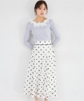 フラワーレースドットプリントフレアスカート tocco closet(トッコクローゼット) ＊スペシャルプライス品につき返品/キャンセル/配送日指定不可/ラッピング不可/少量在庫のセールの為交換は出来かねる場合がございます。