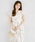 ベルト付きシアーチェック×フラワープリントカシュクールワンピース  5月15日(金)再販決定☆ tocco closet(トッコクローゼット) ※少量の在庫確保による再販売の為、交換は出来かねる場合がございます。予めご了承ください。