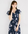 ベルト付きシアーチェック×フラワープリントカシュクールワンピース tocco closet(トッコクローゼット)　《Spring Onepiece Collection》