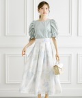 シアーフラワープリントタックフレアスカート tocco closet(トッコクローゼット)