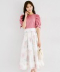 シアーフラワープリントタックフレアスカート    7月13日(月)オフィシャルサイト限定ピンク再販☆ tocco closet(トッコクローゼット) ※少量の在庫確保による再販売の為、交換は出来かねる場合がございます。予めご了承ください。