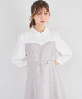 フラワーレース襟付きツイードドッキングワンピース tocco closet(トッコクローゼット)《Spring Onepiece Collection》
