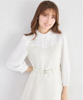 フラワーレース襟付きツイードドッキングワンピース  tocco closet(トッコクローゼット)《Spring Onepiece Collection》
