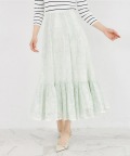 バックレースアップフラワーレースフレア切り替えスカート   tocco closet(トッコクローゼット) ＊スペシャルプライス品につき返品/キャンセル/配送日指定不可/ラッピング不可/少量在庫のセールの為交換は出来かねる場合がございます。