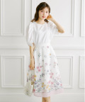 ラメオーガンジーパネルフラワータックフレアスカート tocco closet(トッコクローゼット)