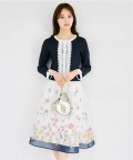 ラメオーガンジーパネルフラワータックフレアスカート 6/5(金)～6/10(水)限定タイムセール☆tocco closet(トッコクローゼット)＊スペシャルプライス品につき返品/キャンセル/配送日指定不可/ラッピング不可/少量在庫のセールの為交換は出来かねる場合がございます。