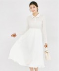 ウエストリボン付きポロニットドッキングワンピース  tocco closet(トッコクローゼット) ＊スペシャルプライス品につき返品/キャンセル/配送日指定不可/ラッピング不可/少量在庫のセールの為交換は出来かねる場合がございます。