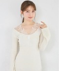 レーストリムニットソーワンピース 8月24日(月)オフィシャルサイト限定アイボリー再販☆ tocco closet(トッコクローゼット)※少量の在庫確保による再販売の為、交換は出来かねる場合がございます。予めご了承ください。