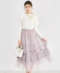 レーストリムティアードチュールスカート tocco closet(トッコクローゼット)※オフィシャルサイト限定