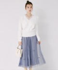 リボン＆パール付きチュールプリーツスカート tocco closet(トッコクローゼット)　