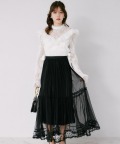 裾レースアコーディオンプリーツチュールスカート tocco closet(トッコクローゼット)※オフィシャルサイト限定