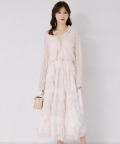 フリルカーディガン×水彩フラワーラッフルワンピースセット tocco closet(トッコクローゼット)