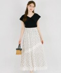 レーストリムドットフレアスカート tocco closet(トッコクローゼット)※オフィシャルサイト限定