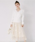 立体フラワーモチーフ×刺繍チュールフレアスカート 4月19日(日)再販決定☆  tocco closet(トッコクローゼット) ※少量の在庫確保による再販売の為、交換は出来かねる場合がございます。※ピンクの入荷はありません。
