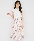 線画風水彩フラワープリントスカート tocco closet(トッコクローゼット)　