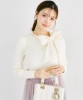 パールループボウタイリボン付きリブニットプルオーバー tocco closet(トッコクローゼット)※オフィシャルサイト限定 ＊スペシャルプライス品につき返品/キャンセル/配送日指定不可/ラッピング不可/少量在庫のセールの為交換は出来かねる場合がございます。