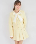 ボウタイリボン付きスパンコールツイードジャケット×ミニスカートセットアップ tocco closet(トッコクローゼット)　※オフィシャルサイト＆新宿ルミネエスト店限定