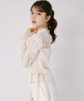 サイドリボン付きヨーク切り替えレースブラウス tocco closet(トッコクローゼット)※オフィシャルサイト限定　