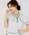 ＵＶカット＆接触冷感＆毛玉ができにくい＆ハンドウォッシュ♪リボン付き配色ラメニットプルオーバー tocco closet(トッコクローゼット)　