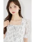 完売カラー再販予定！入荷連絡受付中☆リボン＆パール付きギャザースリーブシアーローズフラワープリントワンピース tocco closet(トッコクローゼット)《Blooming in Blue》※柏木由紀さんはラベンダー着用/#32 ブルー