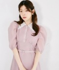 ベルト付きレース襟シアーシャツワンピース tocco closet(トッコクローゼット)