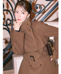 ２ＷＡＹスロートタブ付きスタンドネックベルテッドロングコート 10月3日(土)再販決定☆  tocco closet(トッコクローゼット)《OuterCollection》※中野恵那さんはグレイッシュピンク、上西星来さんはブラック、麻亜里さんはモカ着用