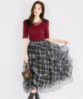 いつものコーデが劇的に華やぐチュールチェックランダムタックスカート tocco closet(トッコクローゼット)