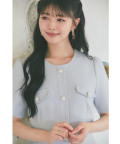 7/25販売予定！入荷連絡受付中☆【Ｓ・Ｍサイズ展開】スパンコール入りラメツイードミニワンピース※市川美織さんはブルー着用