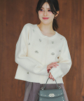 日常をリッチに変えるクラス感♪フロントビジュー装飾ニットジャケット tocco closet(トッコクローゼット)　※中野恵那さんはアイボリー着用