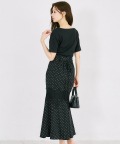バックレースアップレース切り替えドットマーメイドスカート tocco closet(トッコクローゼット)