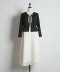 9月中旬販売予定！入荷連絡受付中☆リボン付きバイカラーペプラムワンピース《tocco closet luxe》《OccasionCollection》/#05 ブラック