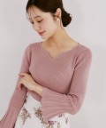 ベロアリボン付きチェックフェザーニットプルオーバー  tocco closet(トッコクローゼット)