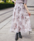 ストーン付きベルテッドシアーフラワーチェックタックスカート tocco closet(トッコクローゼット)《LightOuterweartoLove》
