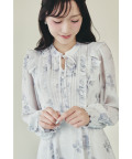 10/4販売予定！入荷連絡受付中☆リボン付きピンタックフリルフラワープリントワンピース《ShaggyFurCollection》※野口衣織さんはラベンダー着用