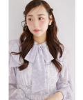 10月下旬販売予定！入荷連絡受付中☆ボウタイリボン付きウエストシャーリングフラワーリボン柄ワンピース《RibbonCollection》