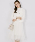 釦付きベスト×イレヘムチュールドッキングワンピースＳＥＴ tocco closet(トッコクローゼット)　