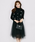 リボン付きベスト×チュールドッキングワンピースＳＥＴ 　tocco closet(トッコクローゼット)