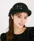 立体リボン＆パール＆ネット付きハット tocco closet(トッコクローゼット) ※セレクトアイテム