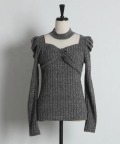 ヨークシアー切り替えフロントリボンリブニットプルオーバー tocco closet(トッコクローゼット)※オフィシャルサイト限定 ※セレクトアイテム