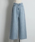 ハートモチーフ付きデニムワイドパンツ tocco closet(トッコクローゼット)※オフィシャルサイト限定※セレクトアイテム