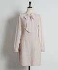 ボウタイリボン付きツイードドッキングワンピース tocco closet(トッコクローゼット)※オフィシャルサイト限定 ※セレクトアイテム
