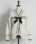 リボン付きバイカラーニットカーディガン  tocco closet(トッコクローゼット)　※オフィシャルサイト限定 ※セレクトアイテム